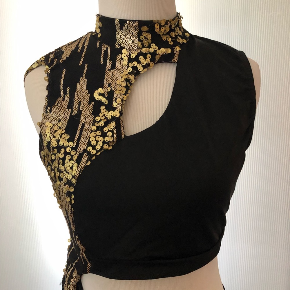 Kelle black gold dance costume lyrical adult - Picture 3 of 8